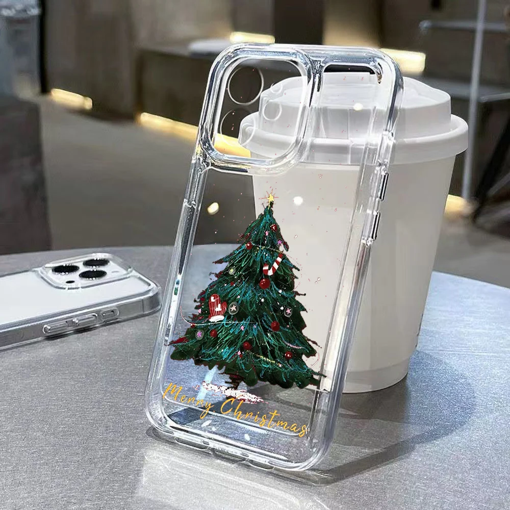 Custodia trasparente in silicone con renna natalizia per iPhone 13 Pro Max 17 15 16 14 12 11 Pro Max 16E X XS 7 8 Plus Cover trasparente antiurto