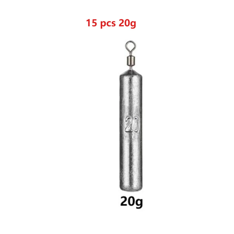 15 Stück/Set Drop-Shot-Sinker 3,5g/5g/7g/10g/14g/20g Zylindrische Röhrenbleie Metall-Jig Meeresangel-Set Angelzubehör – Detail 12