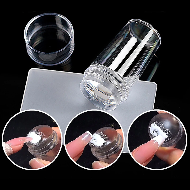 Placas de estampado de uñas transparentes de gelatina, set de estampador y raspador, diseño de malvavisco de silicona, accesorios de manicura 3