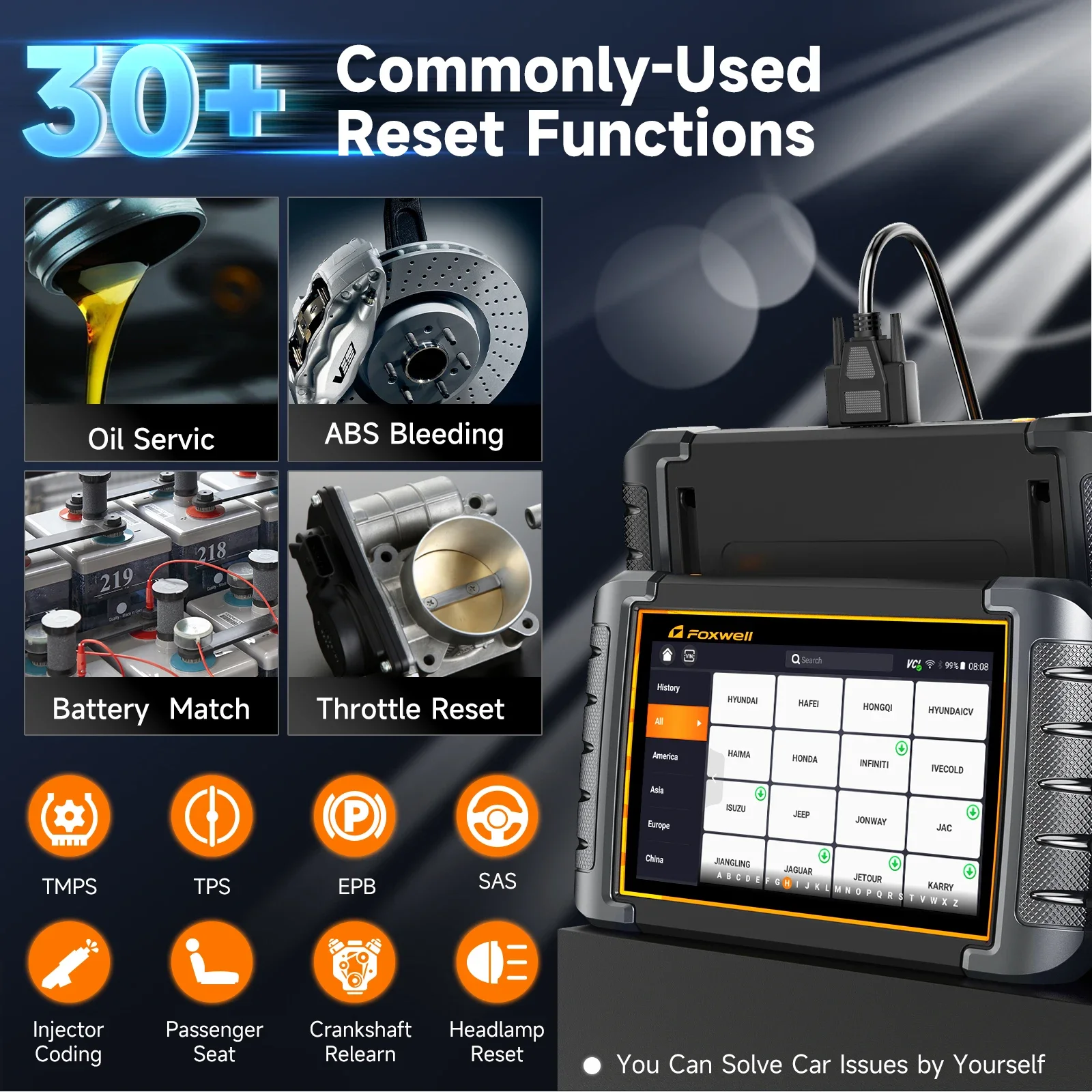 Bidirectional Active Test ECU Coding OBD2 Car Diagnostic Scanner FOXWELL NT809 Full System 30 Plus Resets ABS EPB IMMO TPMS Oil