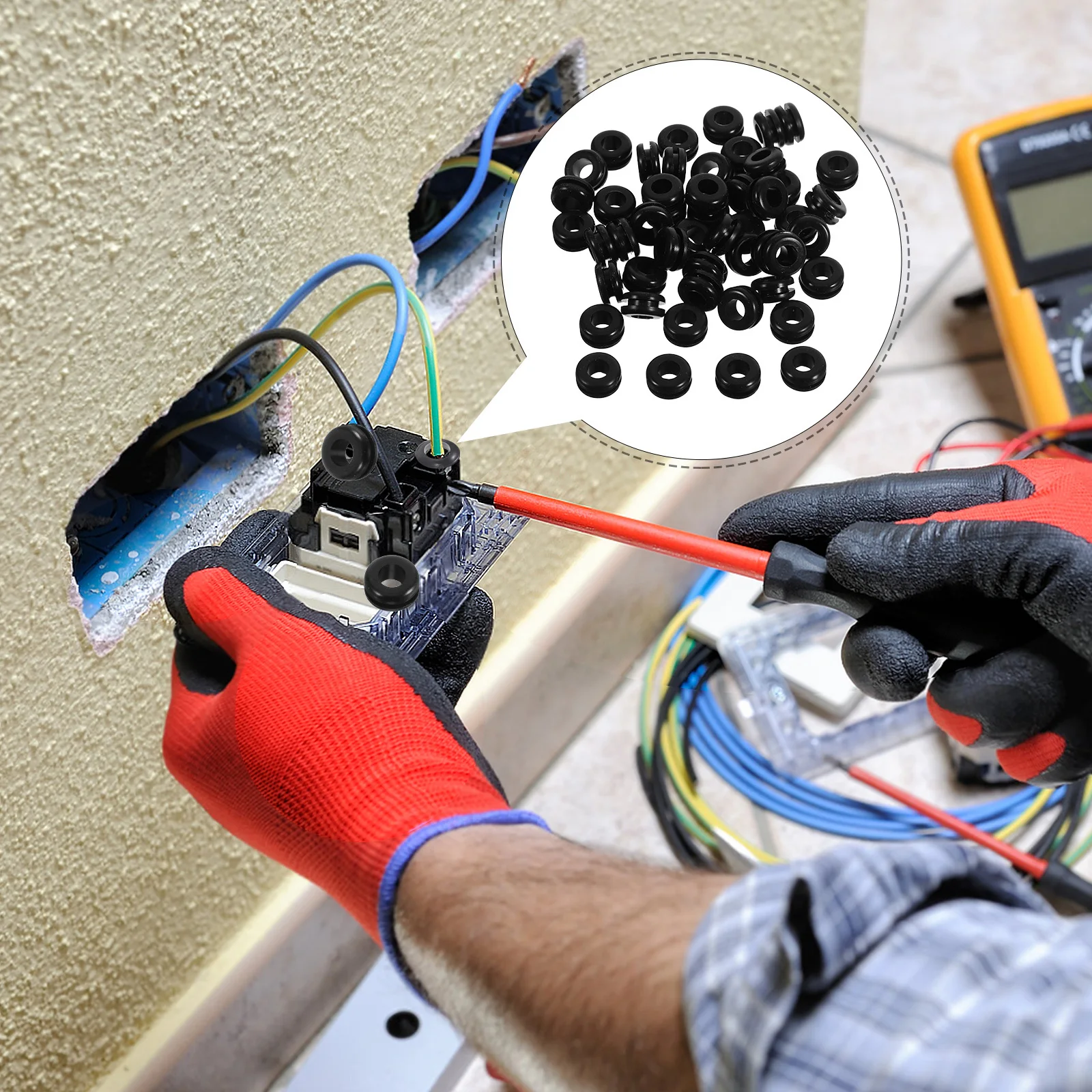 

50Pcs Sturdy Silicone Grommets Cable Protector Rings Versatile Applications Wire Management Clips for Cables Wire Cover