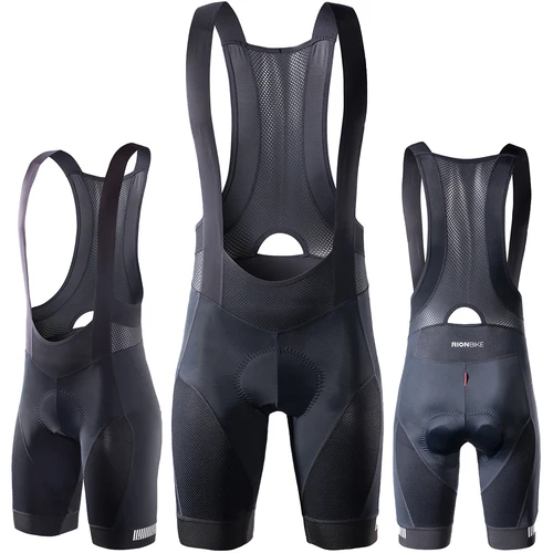 Imagen 2 del producto RION-pantalones cortos con pechera para ciclismo de montaña, medias acolchadas transpirables para hombre, pantalones cortos de triatlón para hombre Pro Licra, ropa de montaña