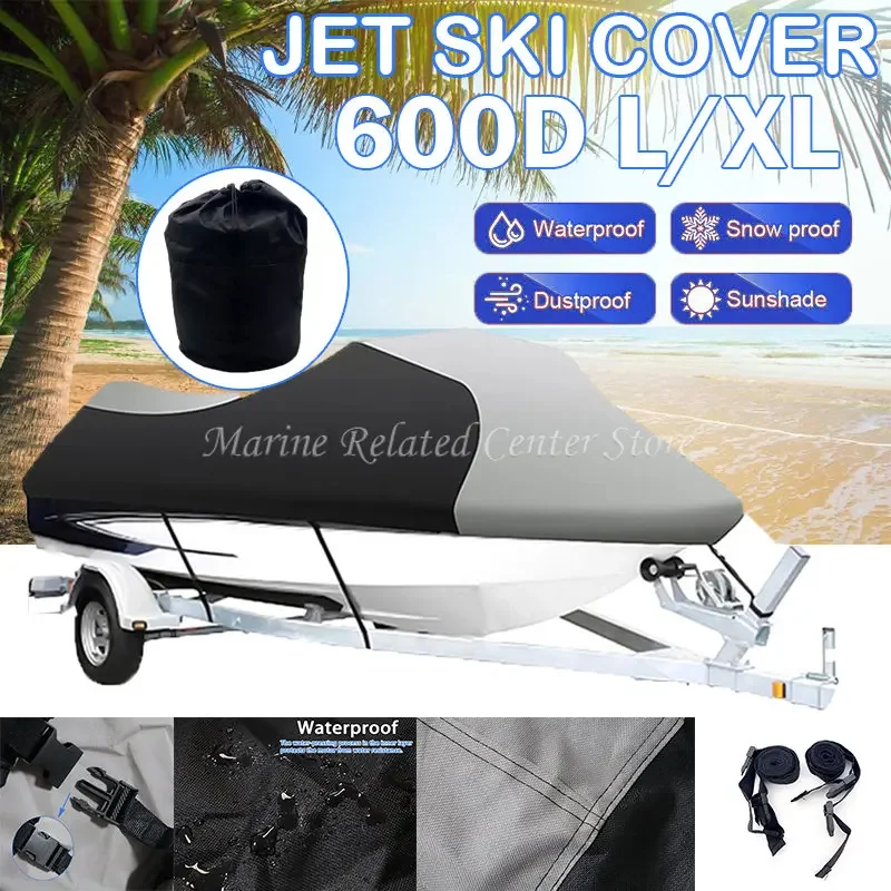 L/XL 600D Oxford cloth Waterproof Trailerable boat cover jet ski outboard motor Hood Cover Engine Protector For Sea Doo GTI