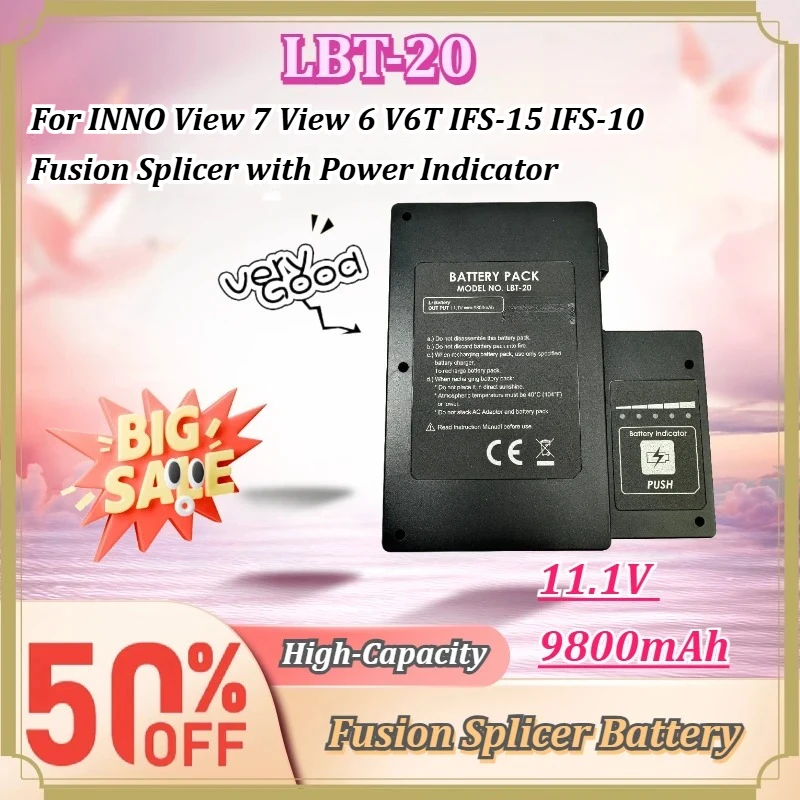 For INNO View 7 View 6 V6T IFS-15 IFS-10 Fusion Splicer 9800mAh 11.1V LBT-20 Rechargeable Li-ion Battery with Power Indicator