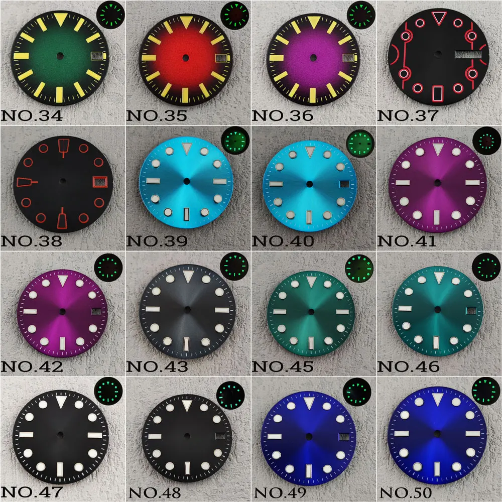 Nh35 dial 28.5mm/29mm lumen luminoso mostrador estéril adequado para movimento nh35/36 acessórios de relógio masculino mostrador