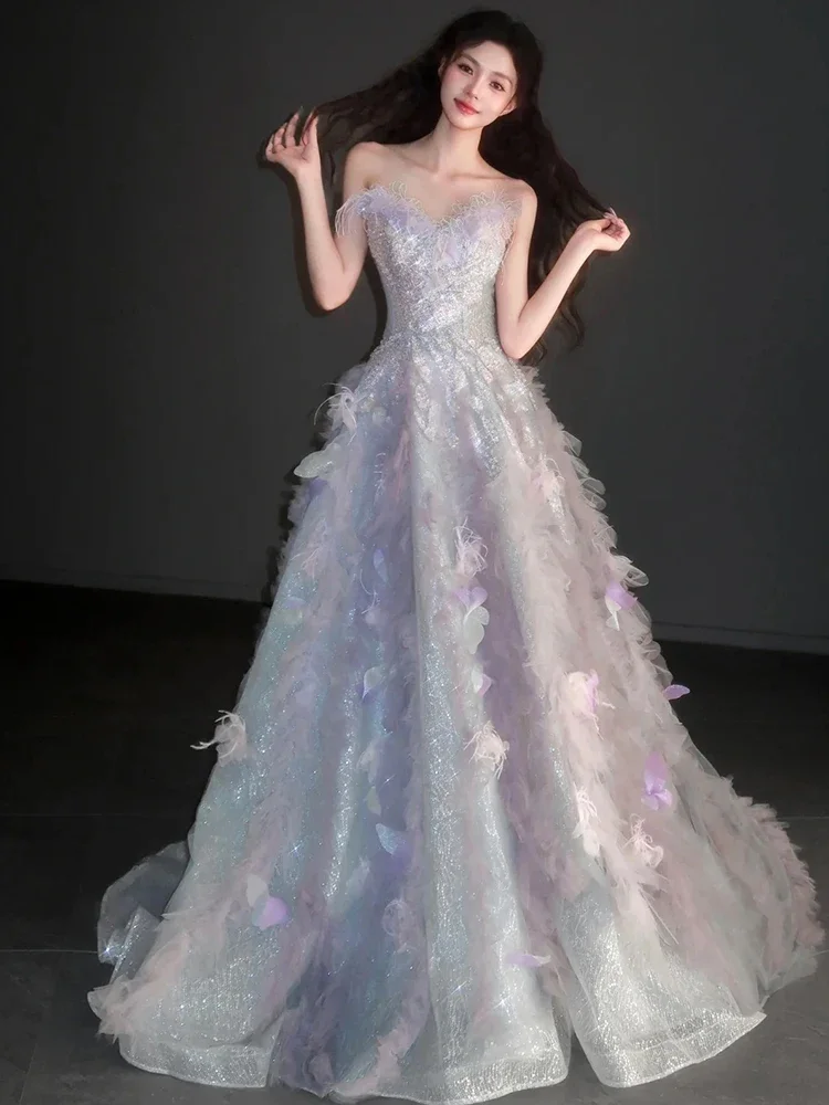 Элегантное вечернее платье для выпускного вечера с блестящими пайетками и аппликацией на пуговицах и бисером Платье для выпускного вечера Свадебные платья на шнуровке сзади