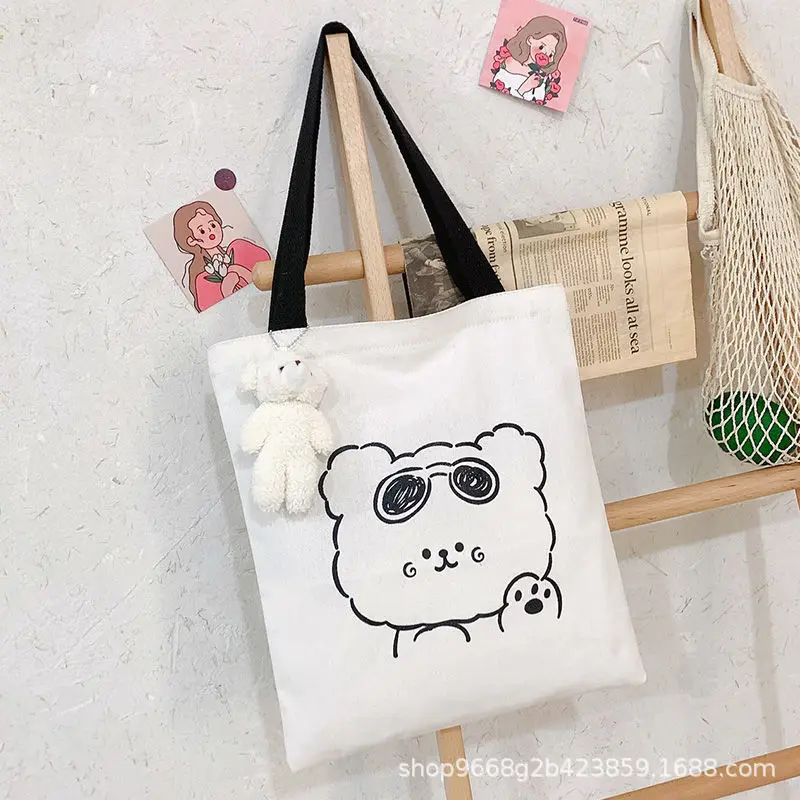 Custom  Canvas Bag 2022 New Large Capacity Women's Shoulder Handbag Canvas Bag Wholesale Gift Bag Cartoon Cute