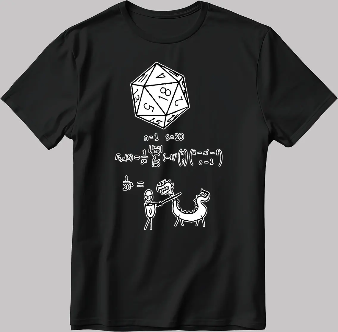 The Science Of 20 Sided Dice Dnd D20 Math White Black T Shirt E160