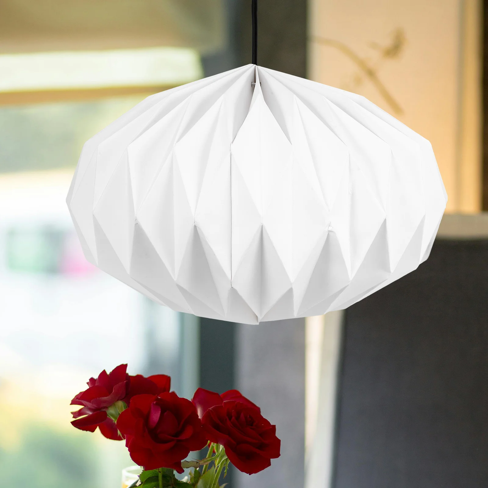 

DIY Lampshade Simple Style Hanging Light Cover Foldable Paper Pendant Shade White Blank Chandelier Lighting Accessories