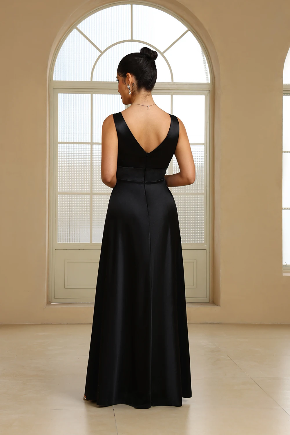 BABYONLINE In Stock Evening Dresses Women Black Deep V Neck Long Slit Elegant Formal Gowns for Wedding Party & Prom 2026 New