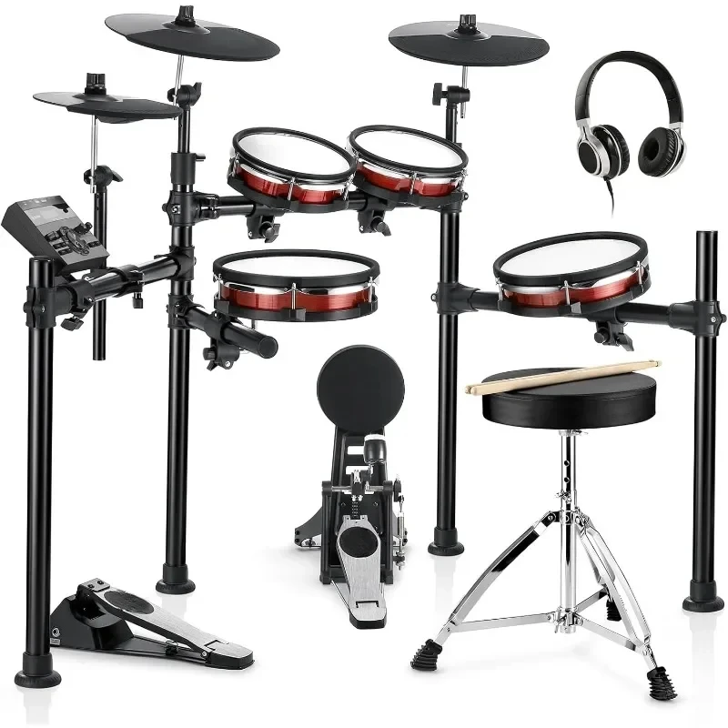 

DED-200 MAX Electronic Drum Set with Industry Standard Mesh Heads, 10'' Snare, 10'' Tom3, 12'' Crash, 450+ Authentic Sounds