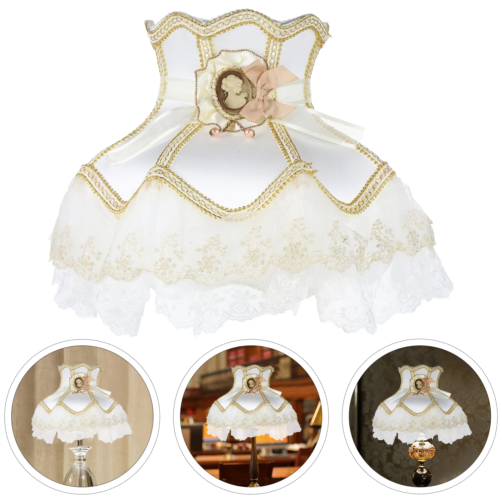 

Винтажный купольный кружевной абажур с гребешком для настольного торшера, замена красной бахромы, тканевый светильник с бисером, уютное домашнее освещение