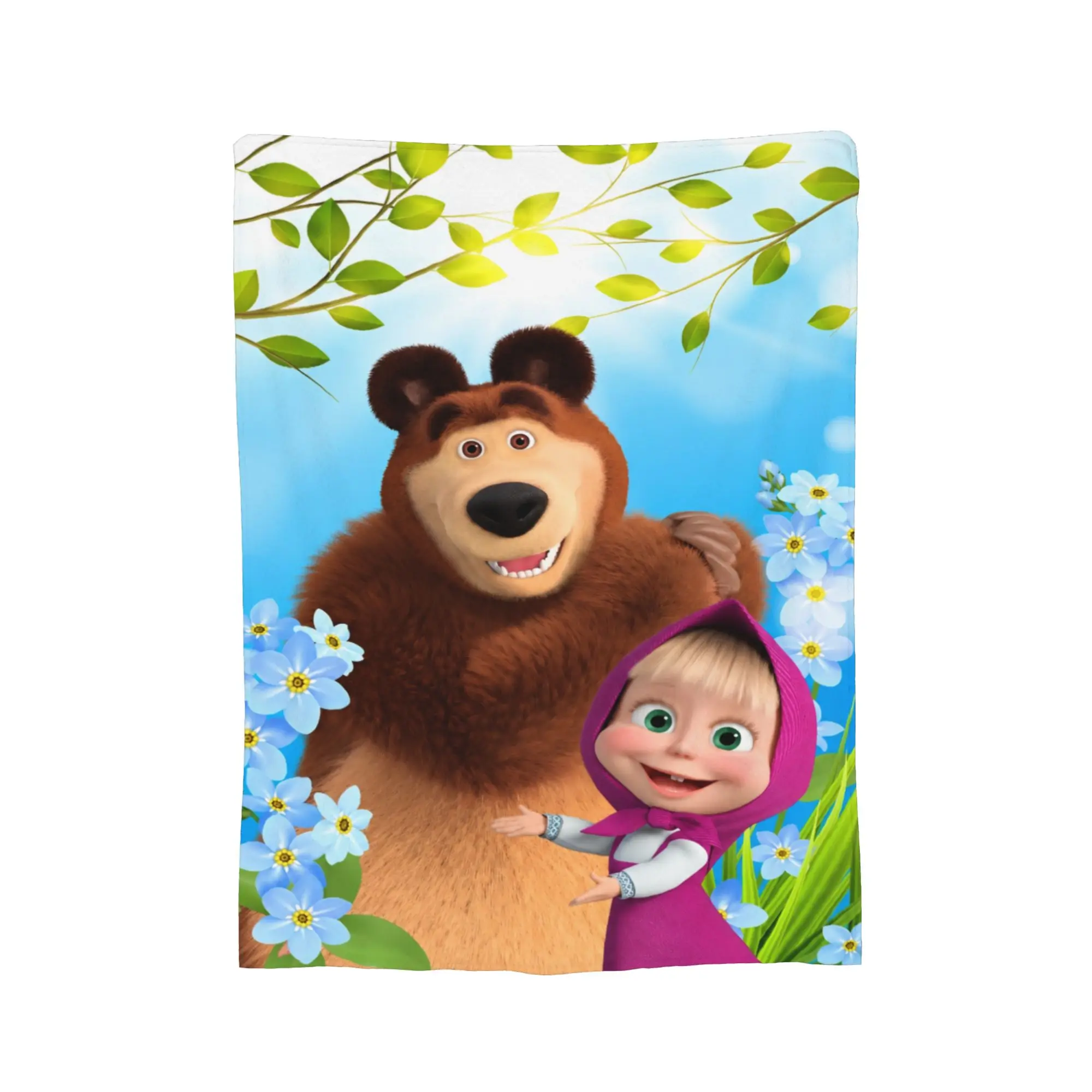 M-Mashas and B-Bears Leaf Garden Blanket  Warm Pattern Plush Bedding Throws For Students Couch Bed Flannel Bedspread Bed Cover