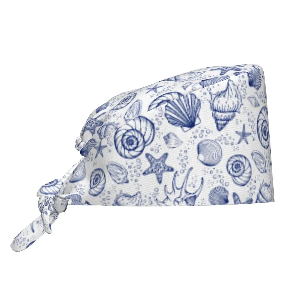 Shellfish Scrub Cap Sea Shells Stars Marine Ocean Beauty Pet Vet Surgicals Caps Spa Pet Shop Vet Dental Nurse Working Hats Cap