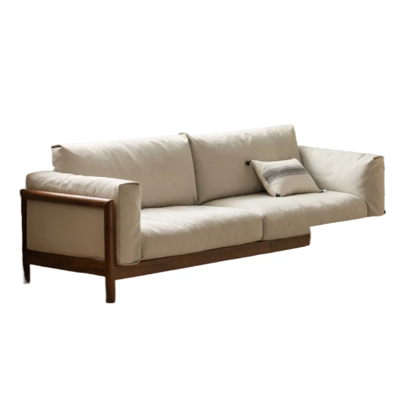 

*Solid wood sofa Modern simple black walnut down sofa Small apartment living room