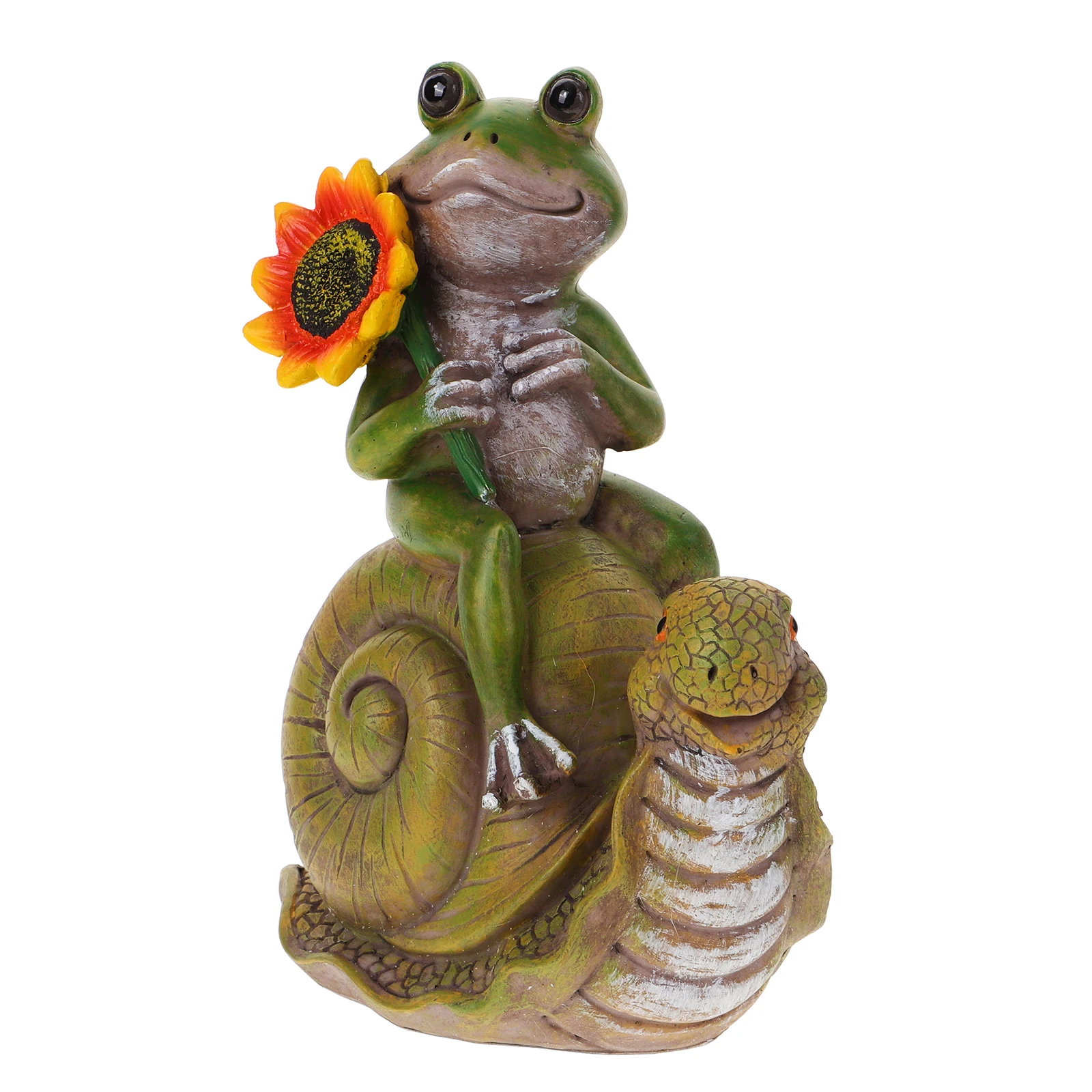

Resin Frog Sit on Snail Outdoor Garden Resin Statue Durable Desktop Ornament Frog Sculpture for Yard Decoration