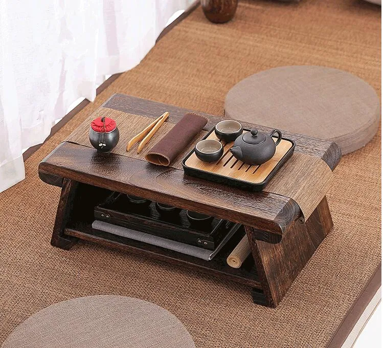 Multi Folding Wooden Japanese Tea Table For Living Room Furniture Low Modern Minimalist Compact Tatami Coffee Folding Table Wood