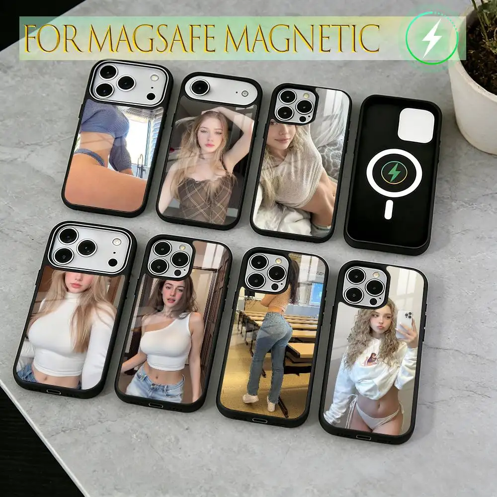 

Girl Phone Case For iPhone17,16,15,14,13,12,11 Plus,Pro Magnetic For Magsafe Wireless Charging