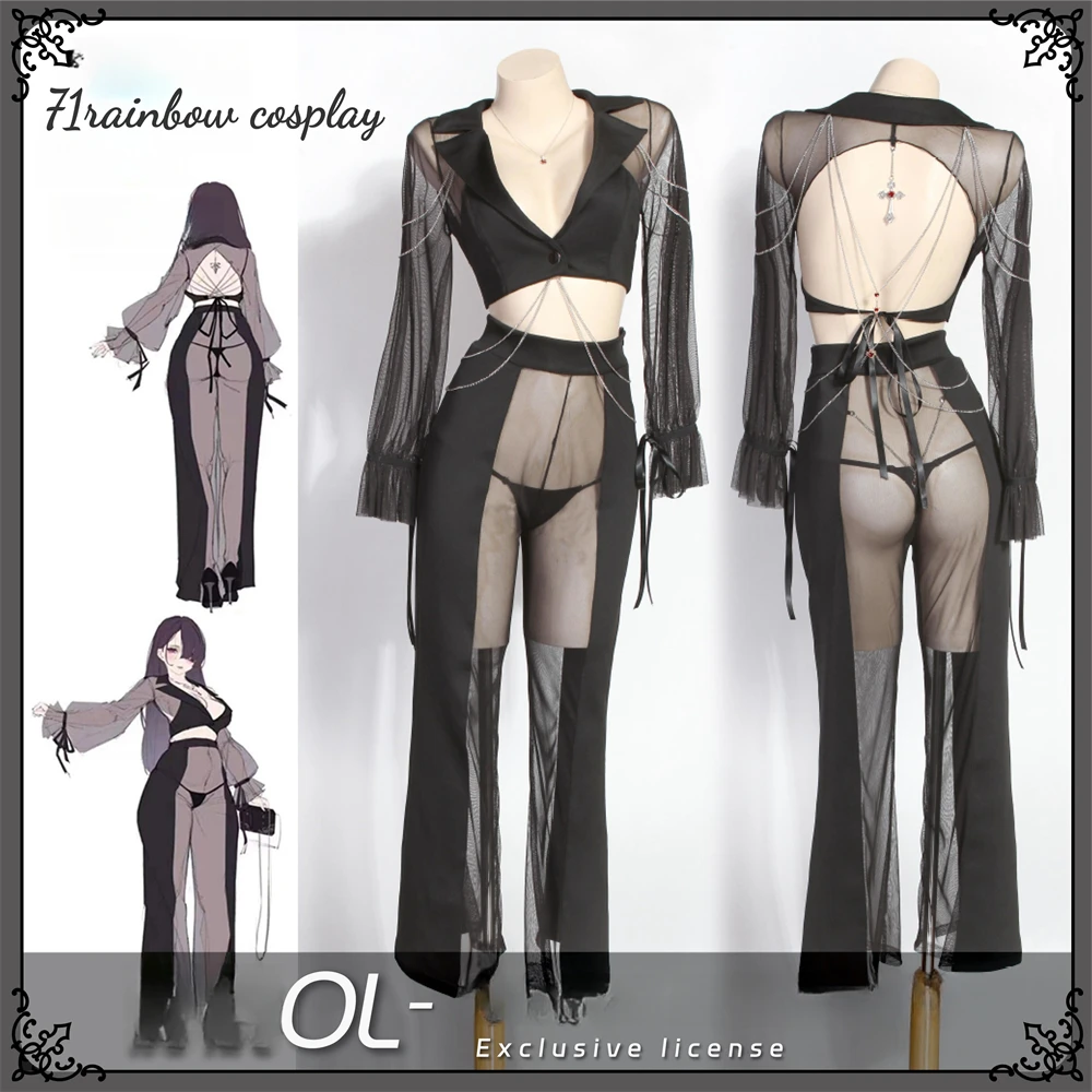 Original Design Cosplay Obscure OL Secretary Mesh See-through Blouses Cosplay Costume Woman Roleplay Clothes Sexy Cosplay