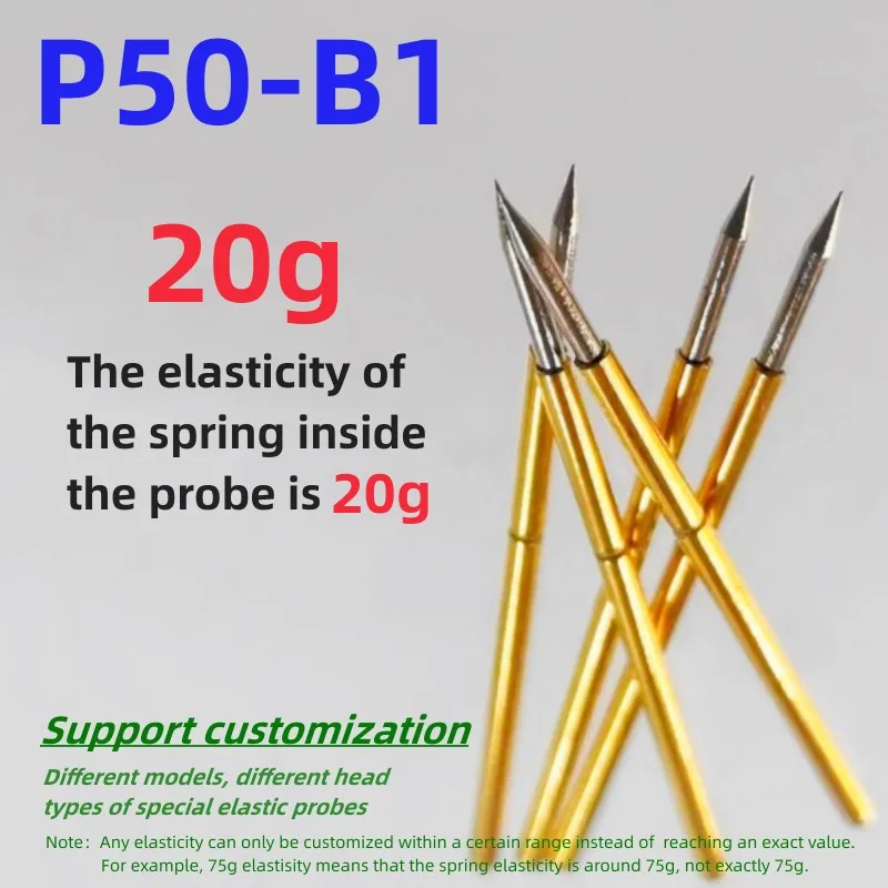 20/100PCS P50-B1 Spring Test Probe Test Pin Pogo Pin P50-B ICT FCT PCB Test Tool 0.48/0.68/16.35mm Needle Sharp TipHead 20g