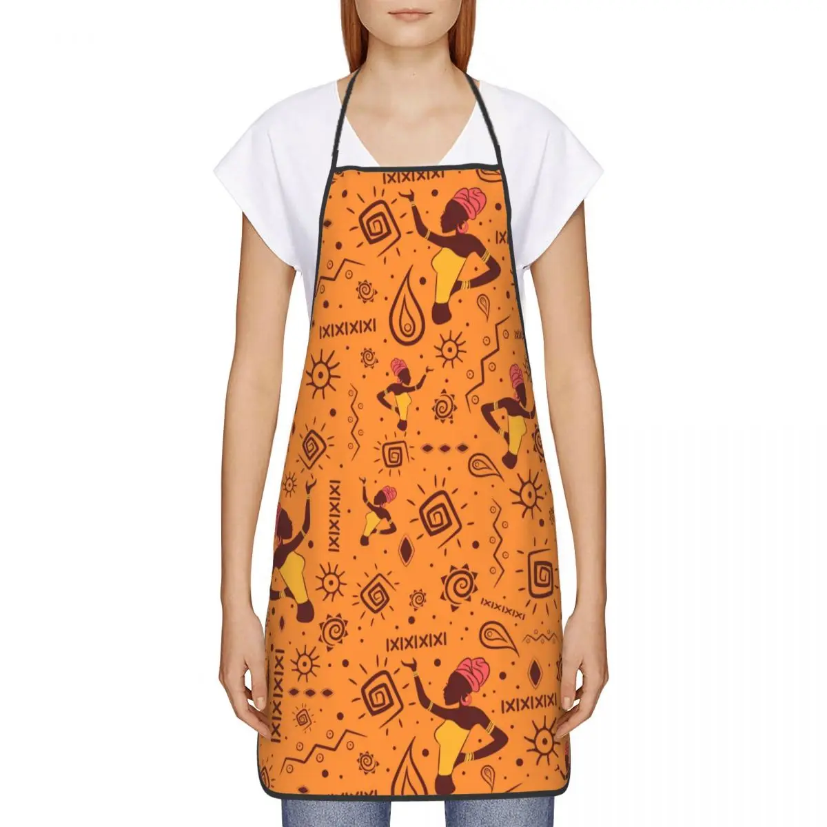 African Pattern With Aztec And Mayan Motifs Apron for Women Men Bib Africa Ethnic Art Kitchen Cooking Tablier Cuisine Chef