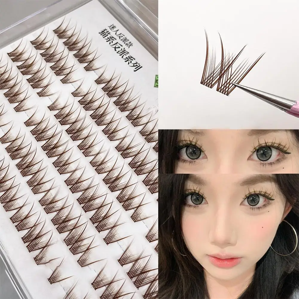 Trendy Caramel Brown Individual Lashes Y2K Girls Large Capacity Fairy Lash Clusters Gentle Thick Curly Brown Eyelashes for Women