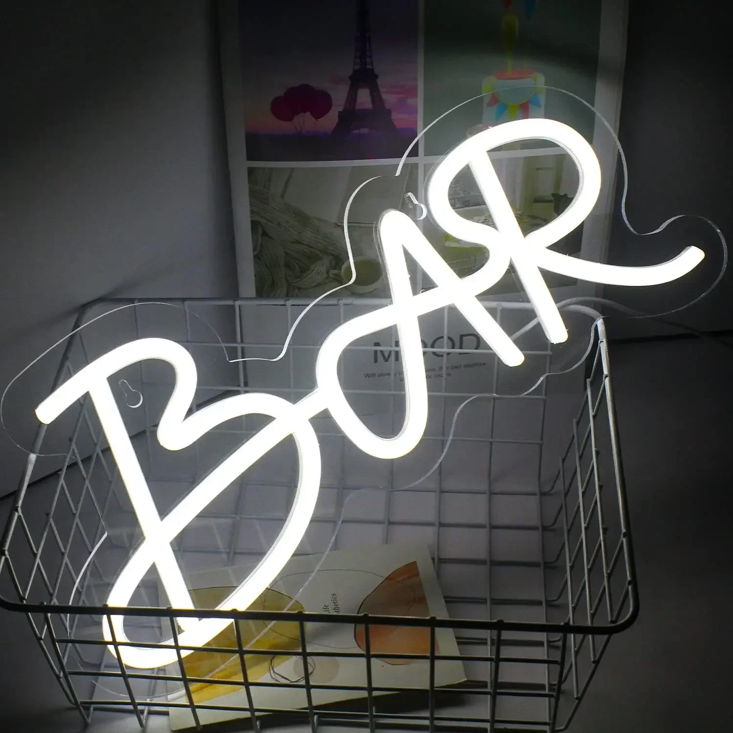 Bar Neon Sign LED Wall Art USB Powered Script Glow Lamp Pub Theme Decor Home Counter Commercial Shop Cafe Restaurant Party Light
