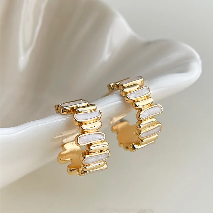 

Punk Geometric Stud Earrings with round Circle Enamel Gold Color Metal Letter C Design for Women Fashionable Jewelry Gift