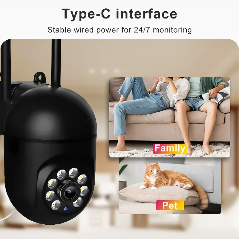2.4G WIFI 2K IP Camera Outdoor PTZ Security Camera Auto Tracking Two Way Audio Smart Home Surveillance Cam