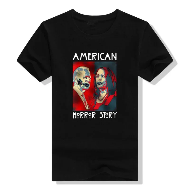 

Womens Biden Harriss Horror American Zombie Story Halloween O-Neck T-Shirt Woman T Shirts Goth Clothes