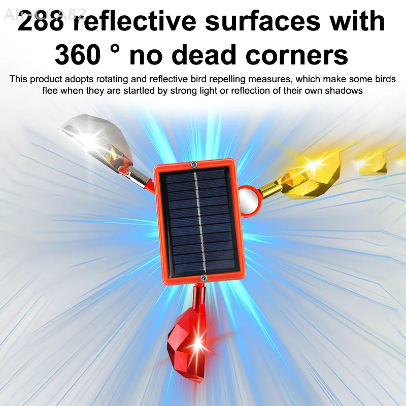 Solar Powered Voice Bird Deterrent Device With 3 Pieces 360° Reflective Rotating Prisms Cups Adjustable Sound