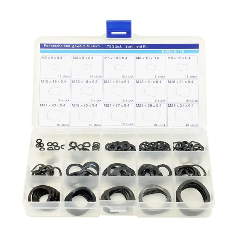 AEE8-3-25Mm Wave Spring Washers Assortment Kit Elastic Washers Assortment Kit Tri-Crest Washer Bearing Wave Pad Kit