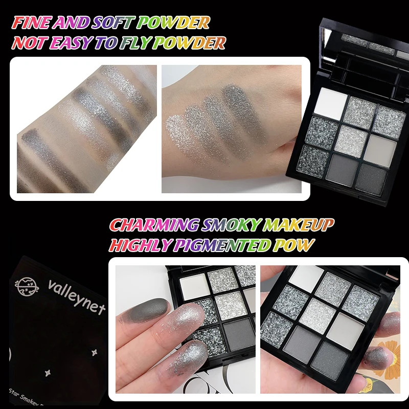 Ensemble de maquillage de Style gothique 2 pièces, rouge à lèvres noir et Palette de fards à paupières imperméables longue durée, nuances noires fumées pour Halloween, fêtes