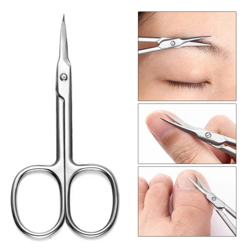 Stainless Steel Curved Tip Thin Blade Cuticle Scissors Nail Clippers Trimmer Dead Skin Remover Manicure Tools Eyebrow Toos