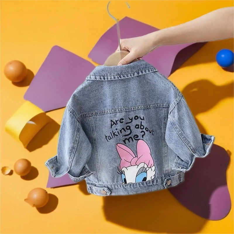 

Fashion Cartoon Girls & Kids Denim Jacket - Spring Autumn Casual Outerwear for Children 2-7 Years - Cute Cartoon Print Stylish