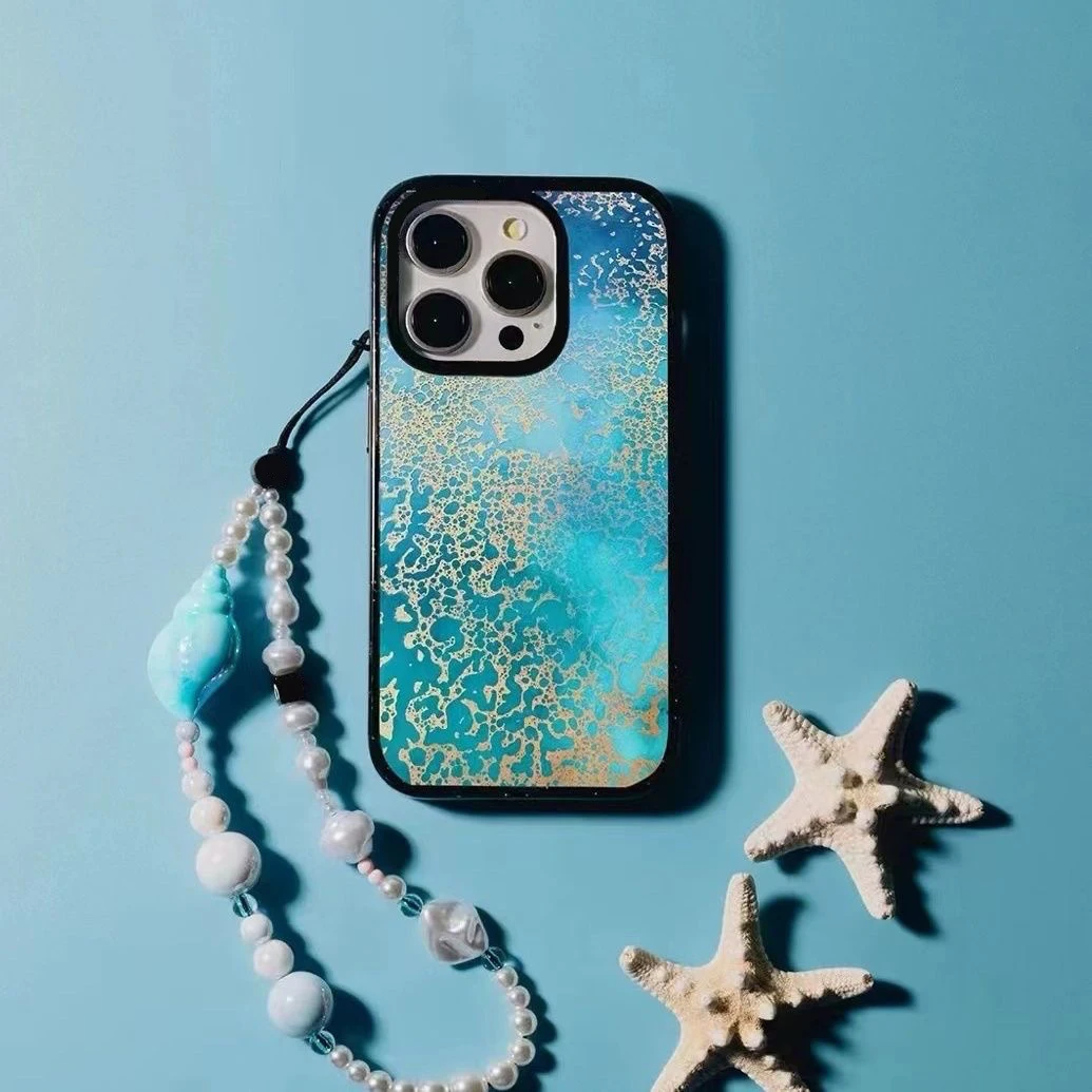 Summer Ocean Shell Magnetic Mirror Surface Phone Case Cover for IPhone 11 12 13 14 15 Pro Max Case Lanyard