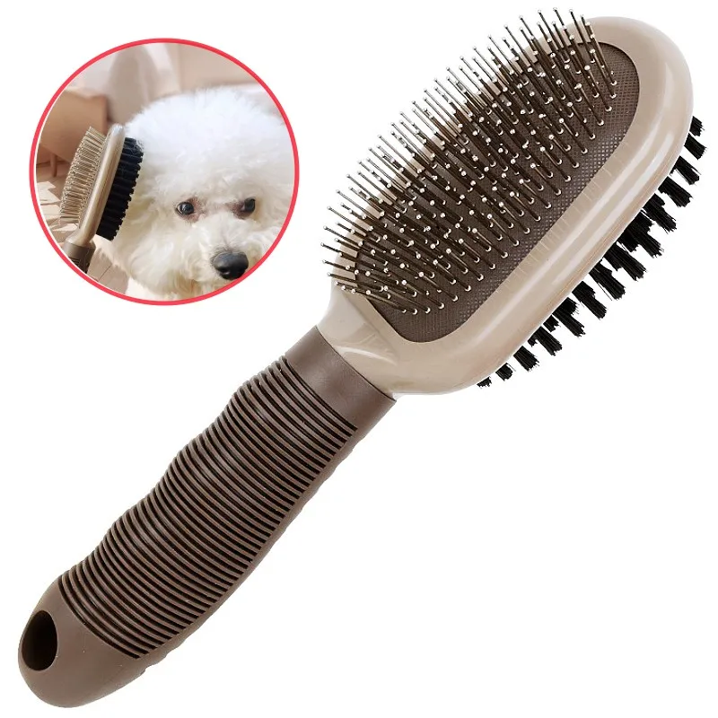 

Dog Brush Double-sided Dogs Comb Pet Hair Remover Massage Cat Brush Stainless Steel Combs for Dog Grooming Pet Wool Collector