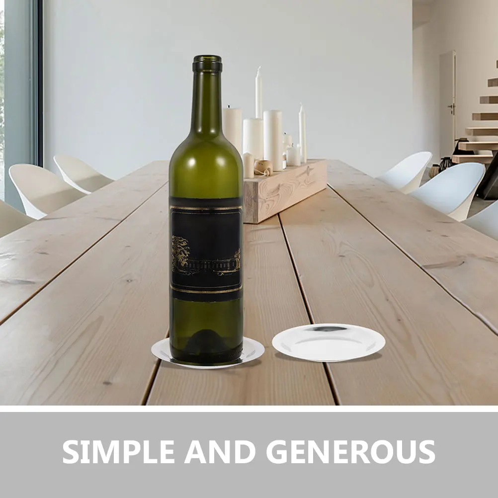 

3pcs Coaster For Bottle Metal Stainless Steel Reusable Kitchen Wine Bottle Pad Household Heat Resistant Non-Slip Table Coaster