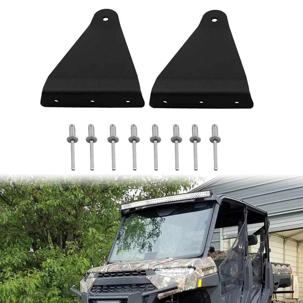 Upper Roof Windshield Curved LED Bar Holder Light Mount Bracket for Polaris Ranger 570 900 1000