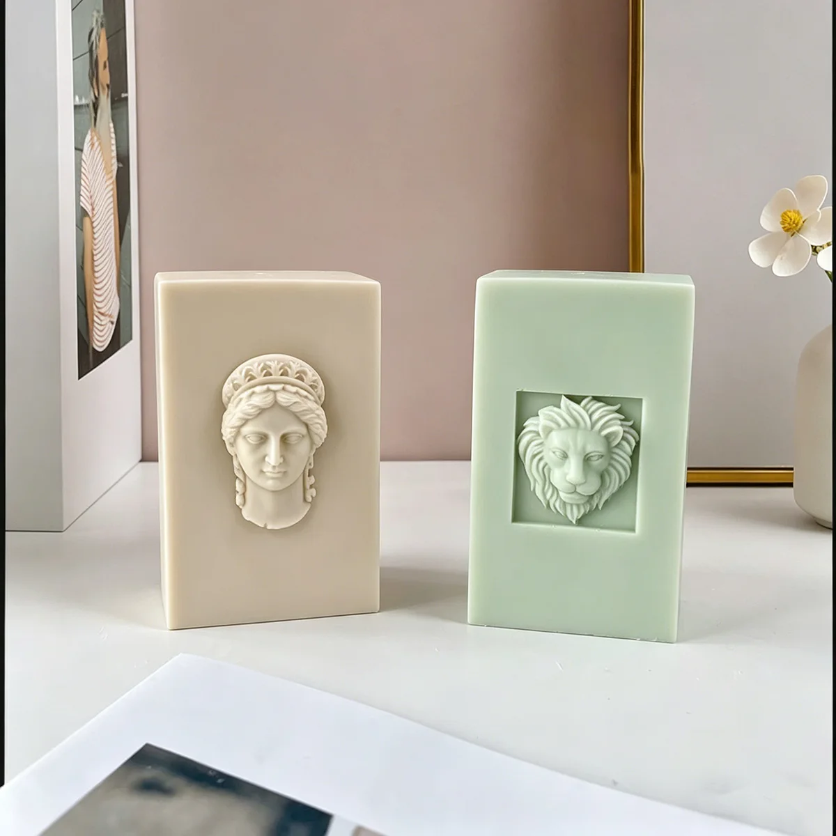 Athens Goddess Candle Mold DIY Candle Making Supplies Plaster Mold European Retro Character Fondant Molds