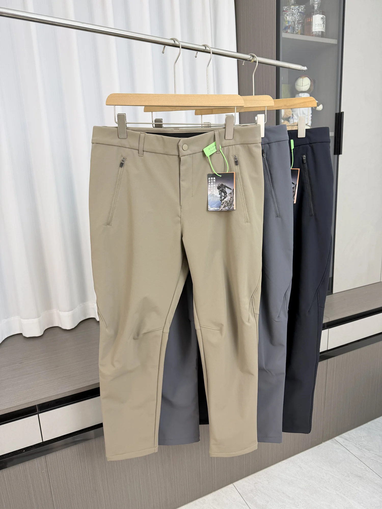 

Warm Fce Lined 3D Tailored Men's Casual Pants Outdoor Spor Sle Autumn Winter Thermal Straight Leg Trousers