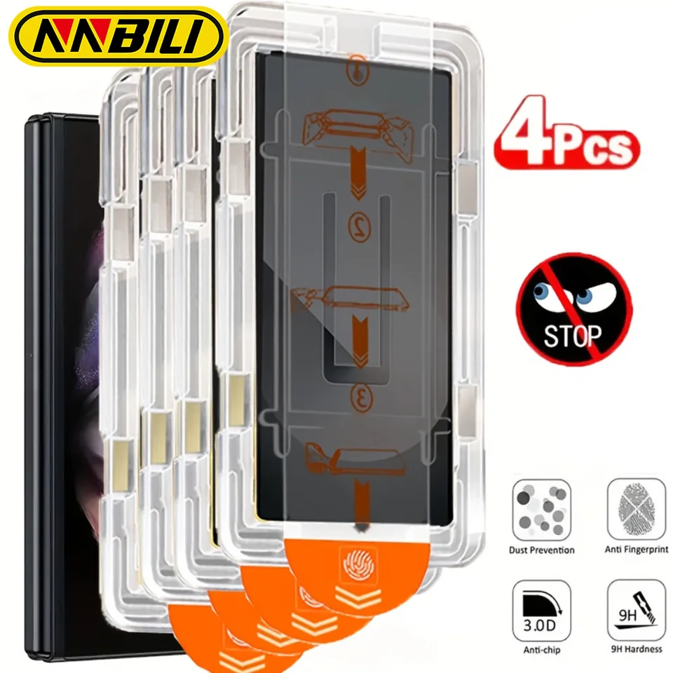 NNBILI 4 Piezas Protector de Pantalla de Privacidad para Samsung Galaxy Z Fold 8 7 6 5 4, Antiespía, Resistente a Golpes, Antihuellas