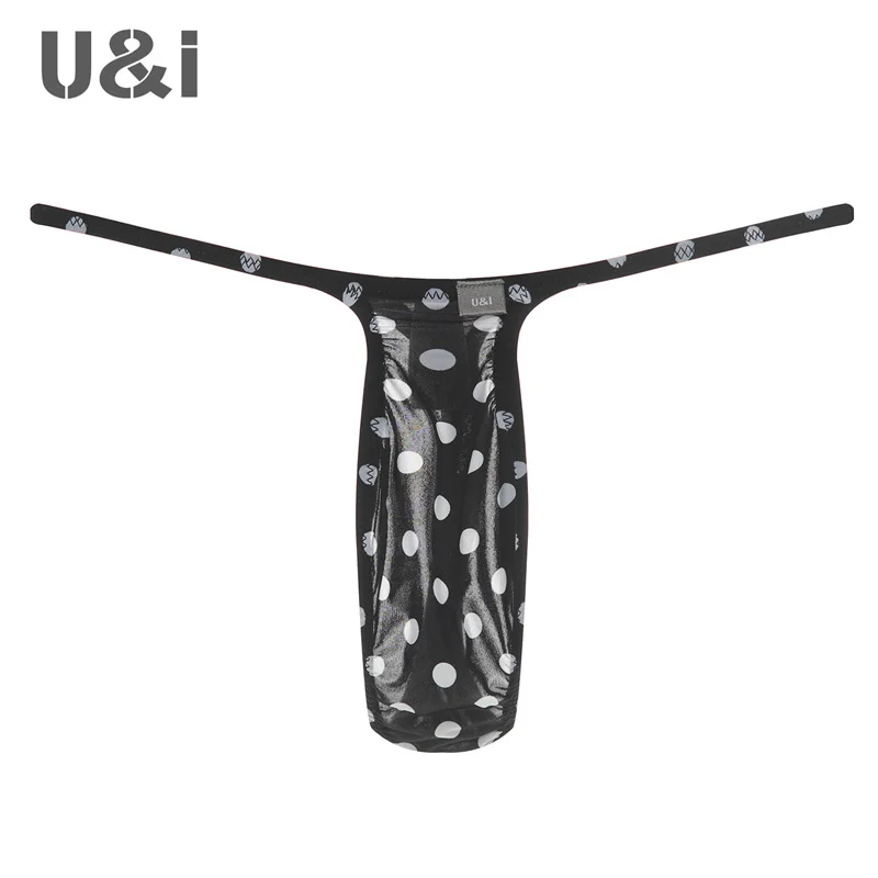U&I sexy thong men's thin slightly transparent nylon low-waisted one-piece bagless fashion pattern T underwear