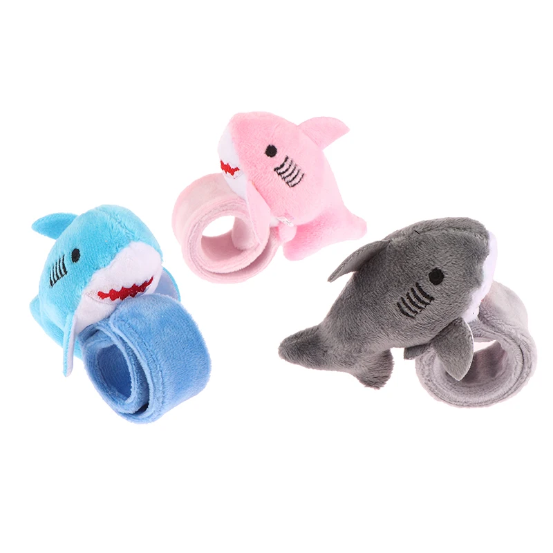 Cute Plush Shark Wristband Stuffed Animal Slap Bracelet Slap Rings Slap Band Toy For Kids Party Favor Birthday Gift