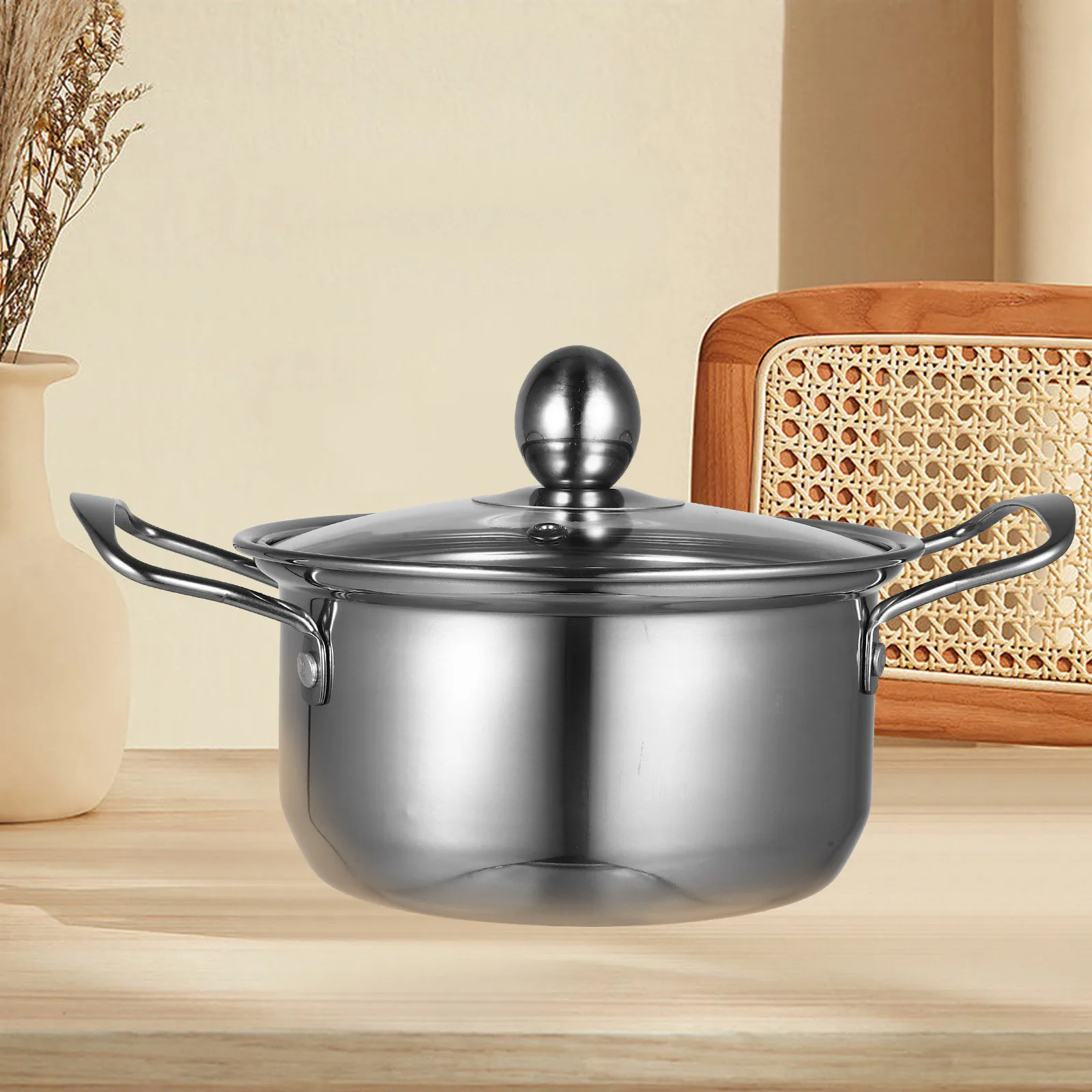 

Small Stainless Steel Hot Pot Double Handle Stockpot Fast Heating Cooking Pot Soup Stew Milk Pan Kitchen Supplies