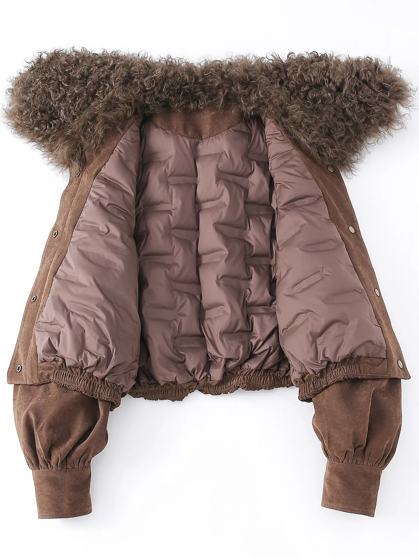 

Куртка женская короткая из натурального пуха (90% белый гусиный пух) с воротником из меха Хайнин, зимняя, молодежная модель