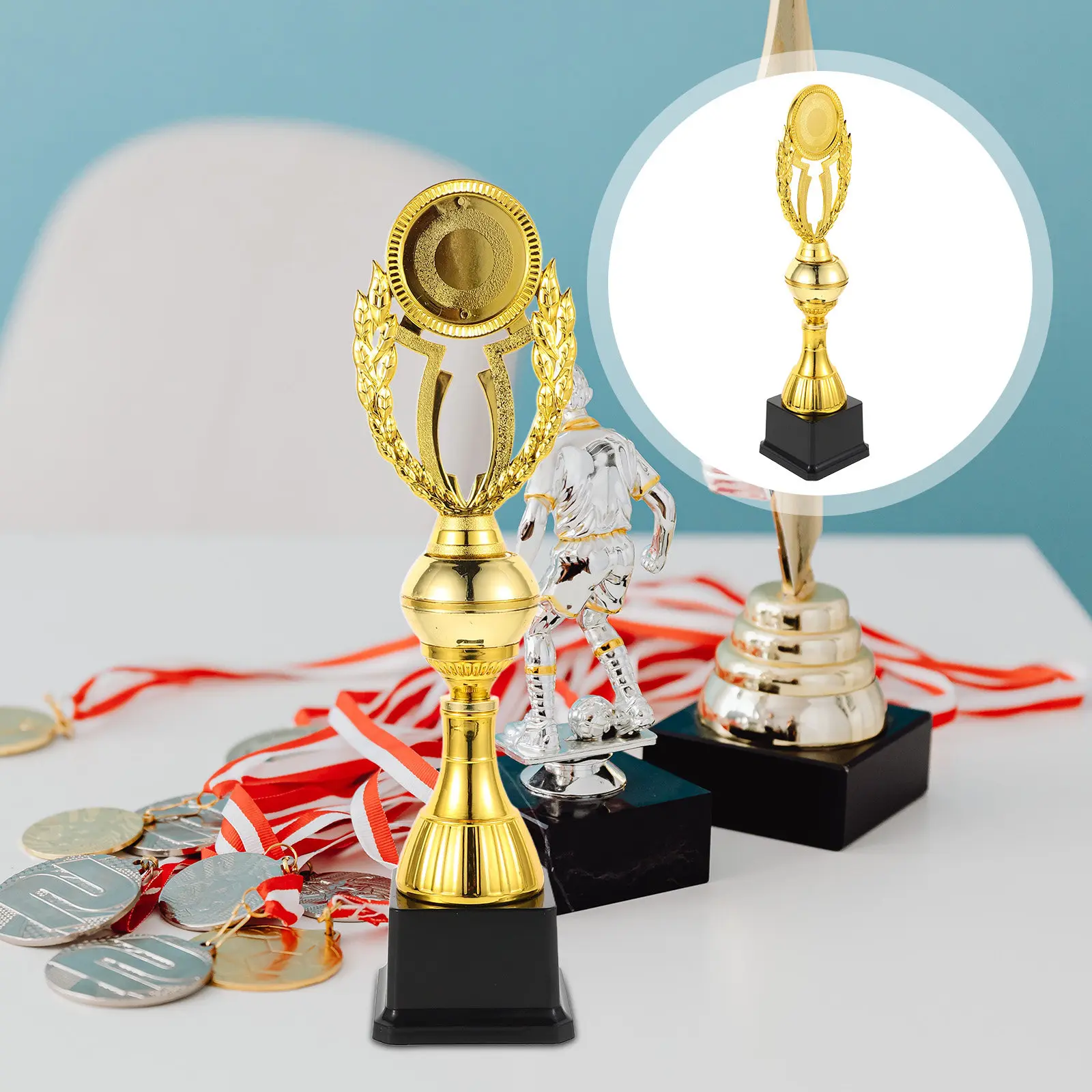 

Пластиковый кубок с золотым покрытием, 14,15 дюйма, универсальный для танцев, музыки, игр, баскетбола, футбола, спортивных мероприятий, большие награды