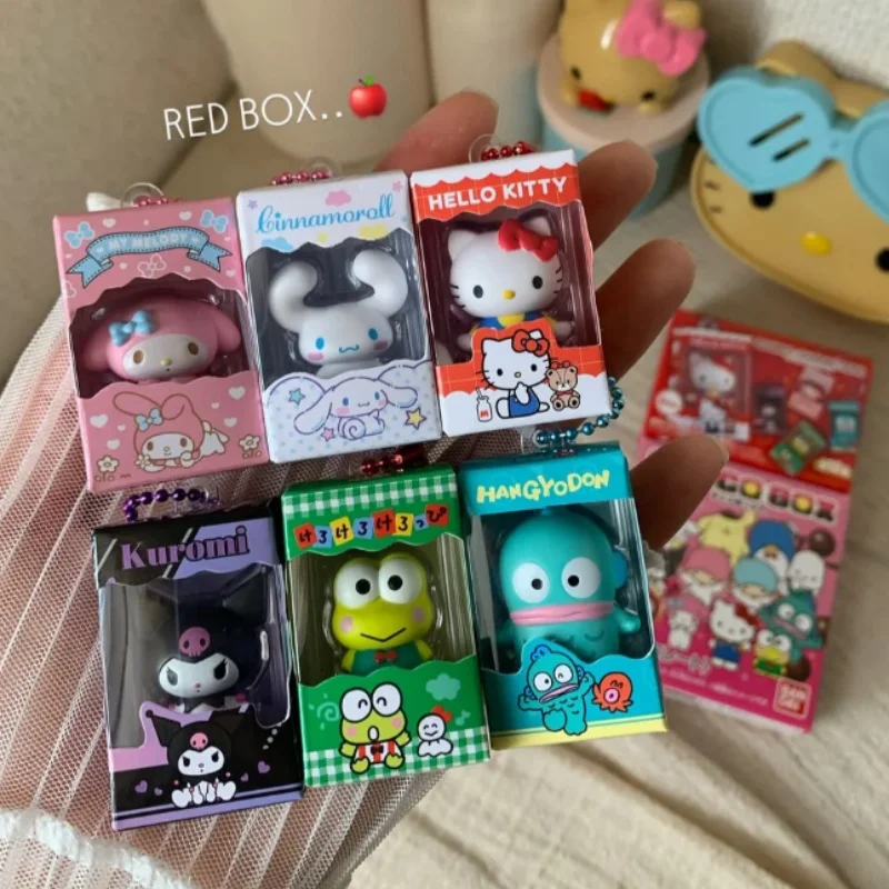 Bandai-caja de Chocolate con personaje Sanrio de grano de arroz, colgante de escaparate transparente, modelo de personaje de Anime, juguete de colección