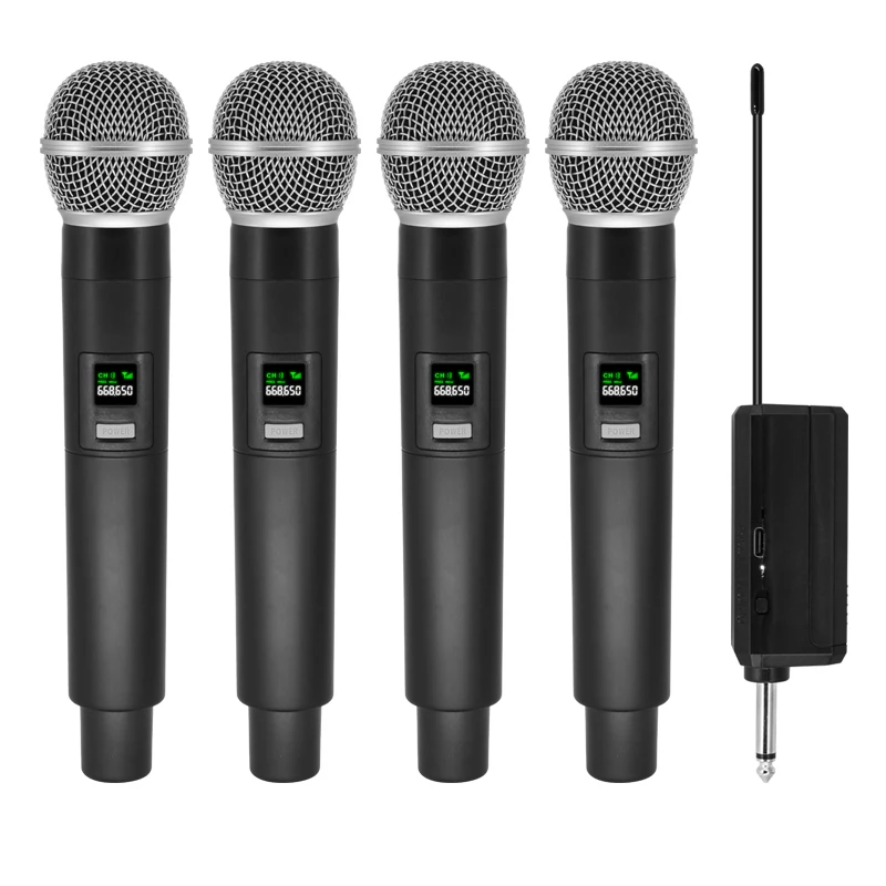 Wireless Microphone 2 Channels UHF Professional Handheld Mic Micphone For Party Karaoke Church Show Meeting（Battery not included