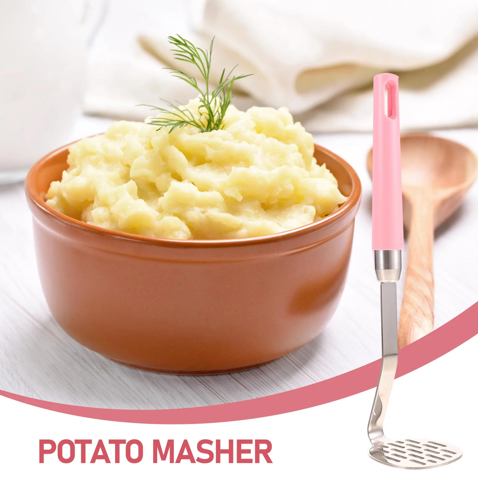 

Potato Masher Manual Kitchen Tool Thickened Press Plate Fine Mesh Easy Grip Vegetable Fruit Masher Cooking Utensil Kitchen